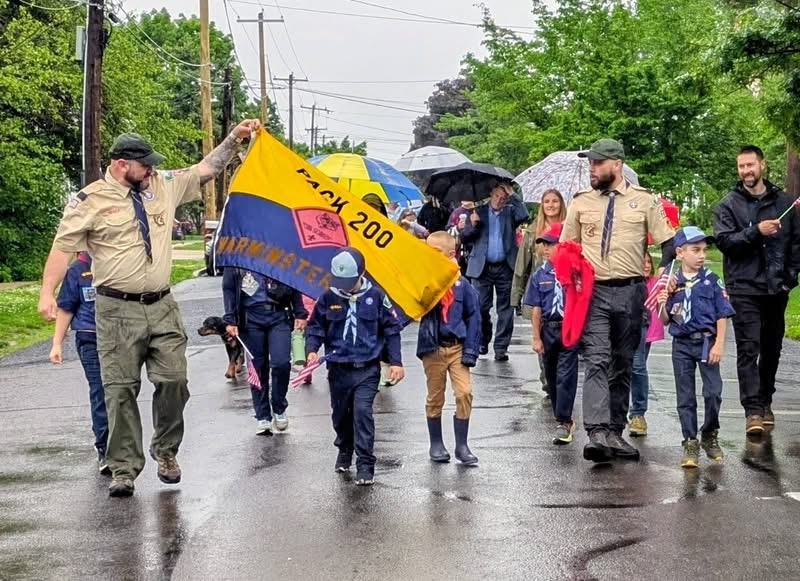 Memorial Day parade with Troop 200 banner in Ivyland PA