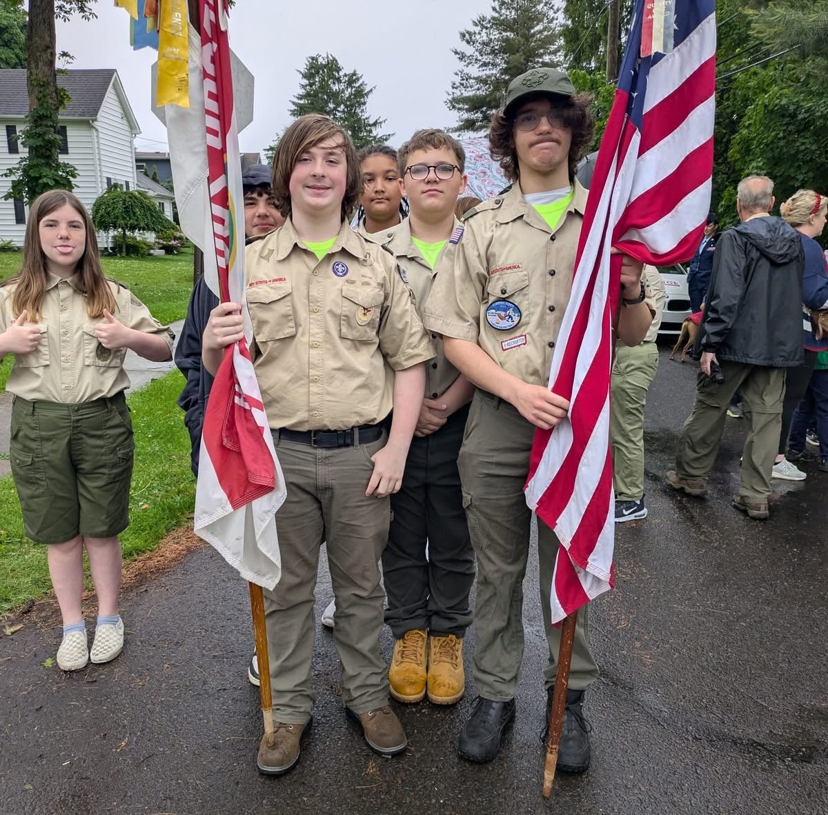 Scouts presenting colors during Ivyland Memorial Day parade